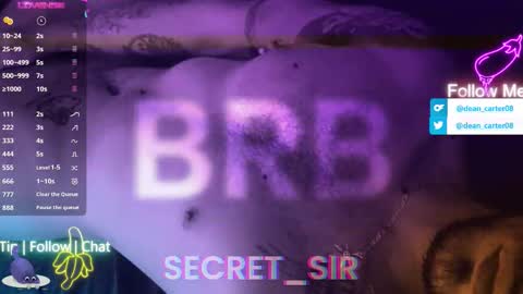 Snapshot of secret_sir chatting on 13, 5, 2026 Dean Carter online show from 13, 5, 2026