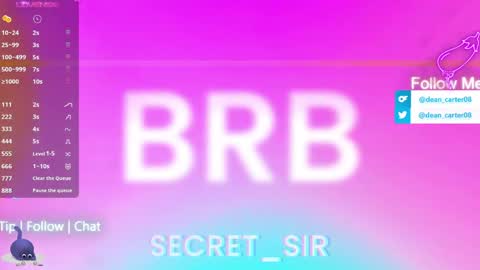 Snapshot of secret_sir chatting on 17, 5, 2026 Dean Carter online show from 17, 5, 2026